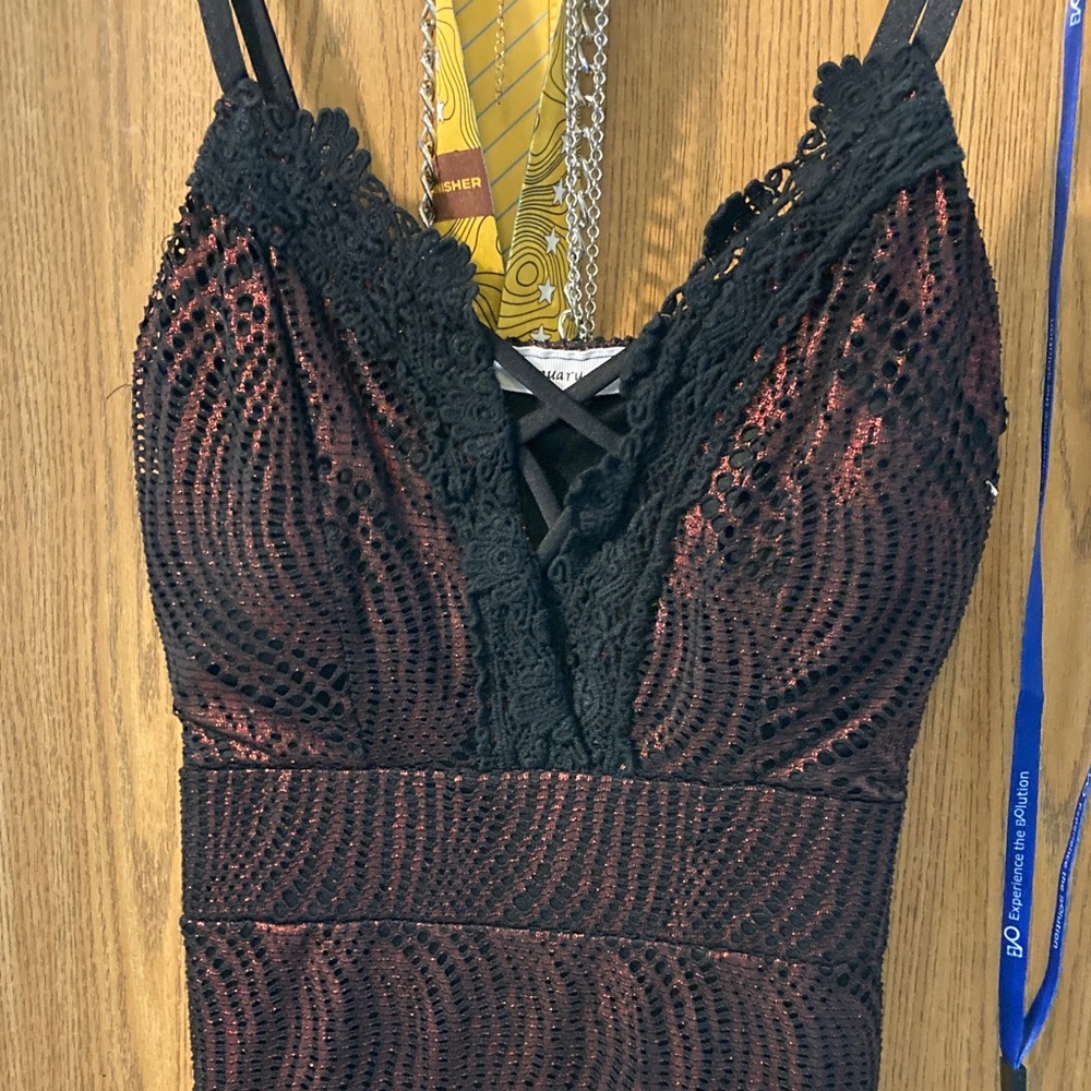 January 7 Black and Red Mini Dress
